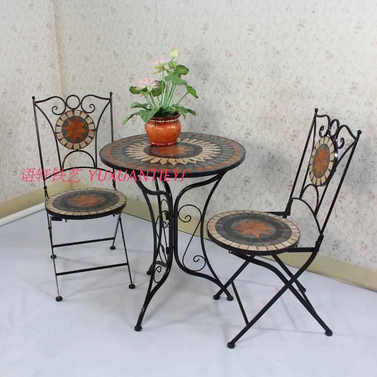 ߿   ڴ ׶   ö ̺  ũ ̺     /Wrought iron tables and chairs mosaic tables and chairs for outdoor leisure furniture bal